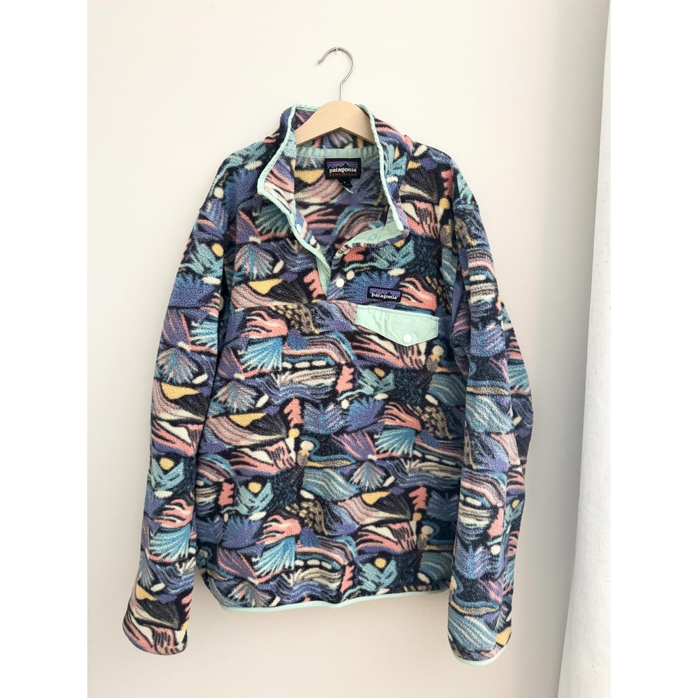 Patagonia Synchilla Fleece Pullover Women's Size S Abstract Pattern Snap-T
